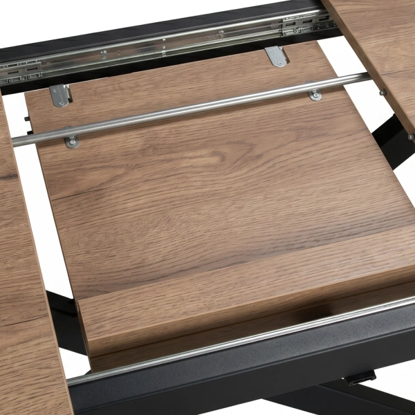 Стол LOFT LUX RADIAL-200, раздвижной 200(290)х105, ДУБ ВЕЛЛИНГТОН/ЧЕРНЫЙ